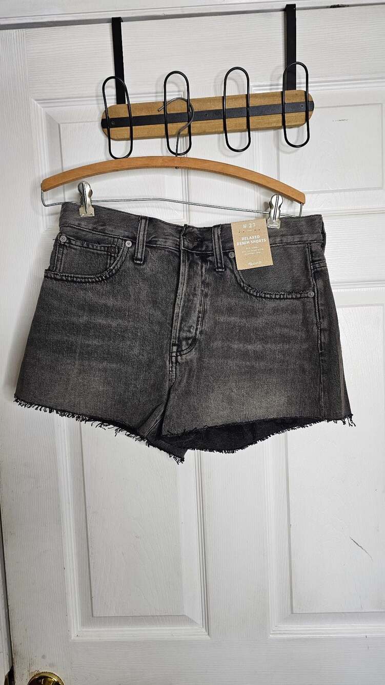 Madewell Black Wash Denim Cutoff Jean Shorts